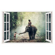 Sticker decorativ, Fereastra 3D, Elefant, 85 cm, 287STK Sticker decorativ, Fereastra 3D, Elefant, 85 cm, 287STK