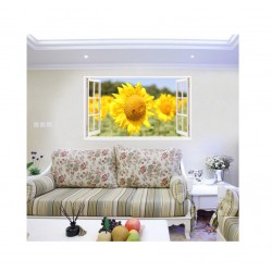 Sticker decorativ, Fereastra 3D, Floarea soarelui, 85 cm, 336STK Sticker decorativ, Fereastra 3D, Floarea soarelui, 85 cm, 336STK