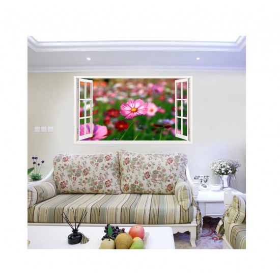 Sticker decorativ, Fereastra 3D, Flori, 85 cm, 333STK Sticker decorativ, Fereastra 3D, Flori, 85 cm, 333STK