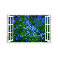 Sticker decorativ, Fereastra 3D, Flori albastre, 85 cm, 245STK Sticker decorativ, Fereastra 3D, Flori albastre, 85 cm, 245STK