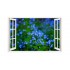 Sticker decorativ, Fereastra 3D, Flori albastre, 85 cm, 245STK