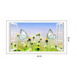 Sticker decorativ, Fereastra 3D, Fluturi, 85 cm, 292STK Sticker decorativ, Fereastra 3D, Fluturi, 85 cm, 292STK