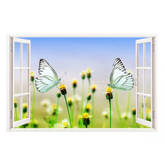 Sticker decorativ, Fereastra 3D, Fluturi, 85 cm, 292STK Sticker decorativ, Fereastra 3D, Fluturi, 85 cm, 292STK