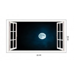 Sticker decorativ, Fereastra 3D, Luna, 85 cm, 197STK Sticker decorativ, Fereastra 3D, Luna, 85 cm, 197STK