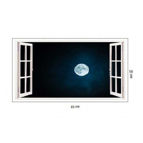 Sticker decorativ, Fereastra 3D, Luna, 85 cm, 197STK Sticker decorativ, Fereastra 3D, Luna, 85 cm, 197STK