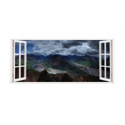 Sticker decorativ, Fereastra 3D, Munti, 85 cm, 199STK