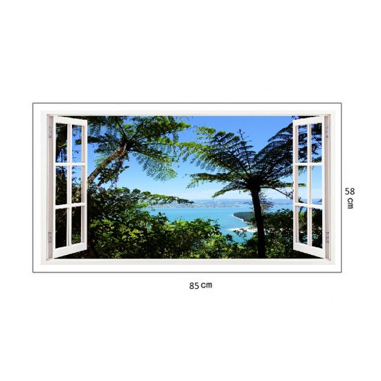 Sticker decorativ, Fereastra 3D, Ocean, 85 cm, 180STK Sticker decorativ, Fereastra 3D, Ocean, 85 cm, 180STK
