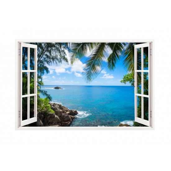 Sticker decorativ, Fereastra 3D, Ocean, 85 cm, 181STK Sticker decorativ, Fereastra 3D, Ocean, 85 cm, 181STK