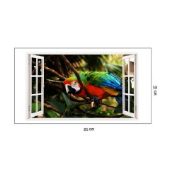 Sticker decorativ, Fereastra 3D, Papagal, 85 cm, 296STK Sticker decorativ, Fereastra 3D, Papagal, 85 cm, 296STK