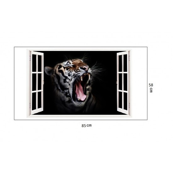 Sticker decorativ, Fereastra 3D, Tigru, 85 cm, 276STK Sticker decorativ, Fereastra 3D, Tigru, 85 cm, 276STK