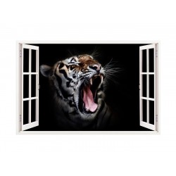 Sticker decorativ, Fereastra 3D, Tigru, 85 cm, 276STK
