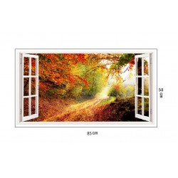 Sticker decorativ, Fereastra 3D, Toamna, 85 cm, 213STK Sticker decorativ, Fereastra 3D, Toamna, 85 cm, 213STK