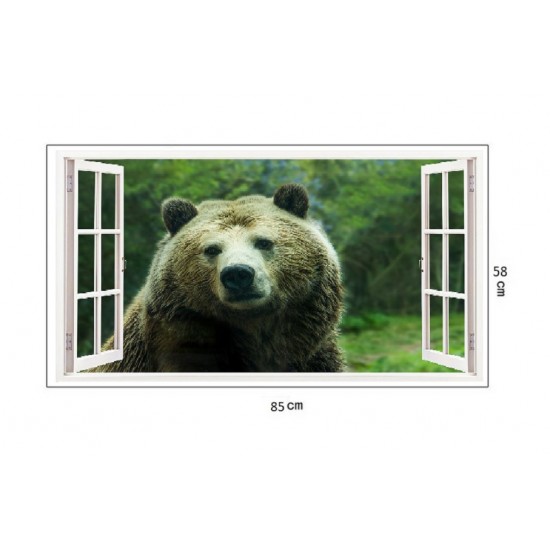 Sticker decorativ, Fereastra 3D, Urs, 85 cm, 225STK Sticker decorativ, Fereastra 3D, Urs, 85 cm, 225STK