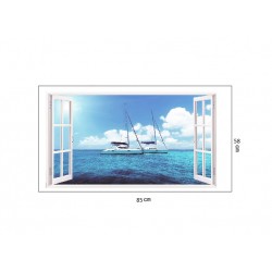 Sticker decorativ, Fereastra 3D ocean, 85 cm, 159STK Sticker decorativ, Fereastra 3D ocean, 85 cm, 159STK