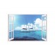 Sticker decorativ, Fereastra 3D ocean, 85 cm, 159STK Sticker decorativ, Fereastra 3D ocean, 85 cm, 159STK