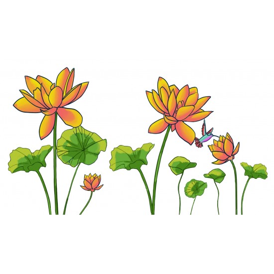 Sticker decorativ, Flore portocalie, 150 cm, 396STK-1 Sticker decorativ, Flore portocalie, 150 cm, 396STK-1