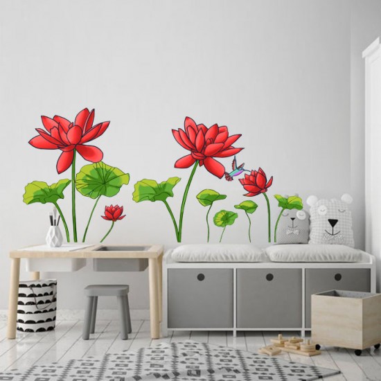 Sticker decorativ, Flore rosii, 150 cm, 396STK-2 Sticker decorativ, Flore rosii, 150 cm, 396STK-2