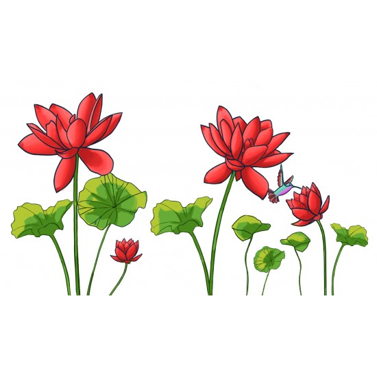 Sticker decorativ, Flore rosii, 150 cm, 396STK-2 Sticker decorativ, Flore rosii, 150 cm, 396STK-2