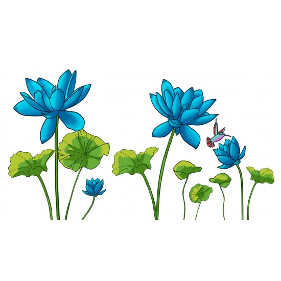 Sticker decorativ, Flori albastre, 150 cm, 396STK Sticker decorativ, Flori albastre, 150 cm, 396STK
