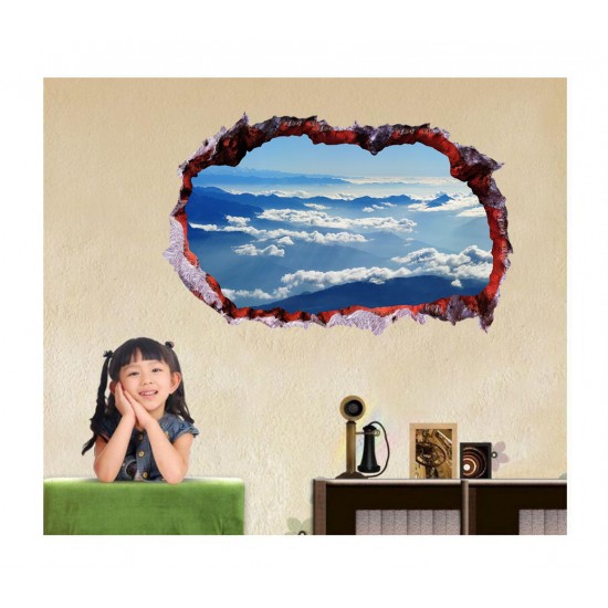 Sticker decorativ, Gaura in perete 3D, Cer, 85 cm, 339STK-1 Sticker decorativ, Gaura in perete 3D, Cer, 85 cm, 339STK-1
