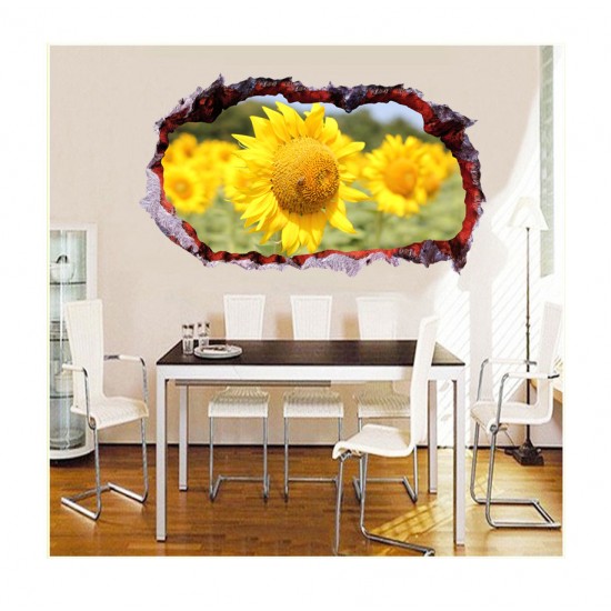 Sticker decorativ, Gaura in perete 3D, Floarea soarelui, 85 cm, 336STK-1 Sticker decorativ, Gaura in perete 3D, Floarea soarelui, 85 cm, 336STK-1