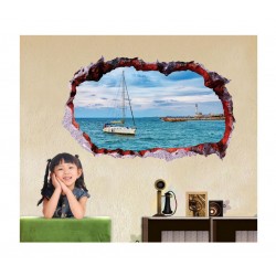 Sticker decorativ, Gaura in perete 3D, Mare, 85 cm, 406STK Sticker decorativ, Gaura in perete 3D, Mare, 85 cm, 406STK