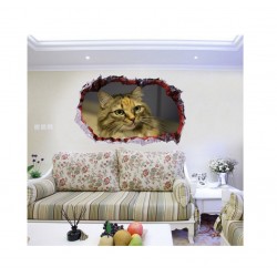 Sticker decorativ, Gaura in perete 3D, Pisica, 85 cm, 409STK-1 Sticker decorativ, Gaura in perete 3D, Pisica, 85 cm, 409STK-1