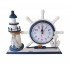Ceas decorativ, Timona cu far si ancora, Albastru, 26 cm, K919A-1