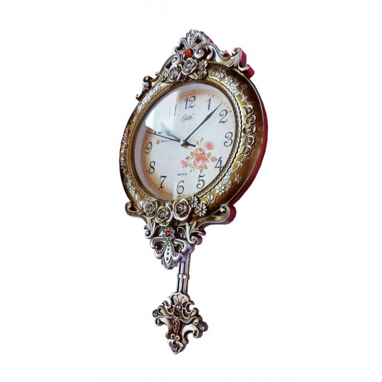Ceas de perete cu pendul, Vintage cu trandafiri, 50 cm, 6753L1 Ceas de perete cu pendul, Vintage cu trandafiri, 50 cm, 6753L1