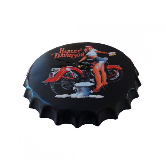 Ceas de perete in forma de capac de bere, Harley Davidson, Metal, 40 cm, 540926X Ceas de perete in forma de capac de bere, Harley Davidson, Metal, 40 cm, 540926X