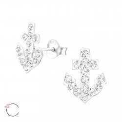 Cercei argint, Ancora cu cristale Swarovski White, A4S32812-1 Cercei argint, Ancora cu cristale Swarovski White, A4S32812-1