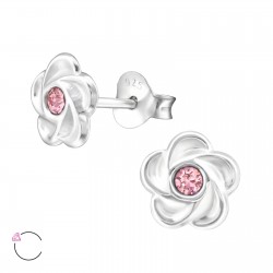 Cercei argint, Floare cu cristale Swarovski Light Rose, A4S32771-2 Cercei argint, Floare cu cristale Swarovski Light Rose, A4S32771-2