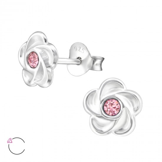 Cercei argint, Floare cu cristale Swarovski Light Rose, A4S32771-2 Cercei argint, Floare cu cristale Swarovski Light Rose, A4S32771-2