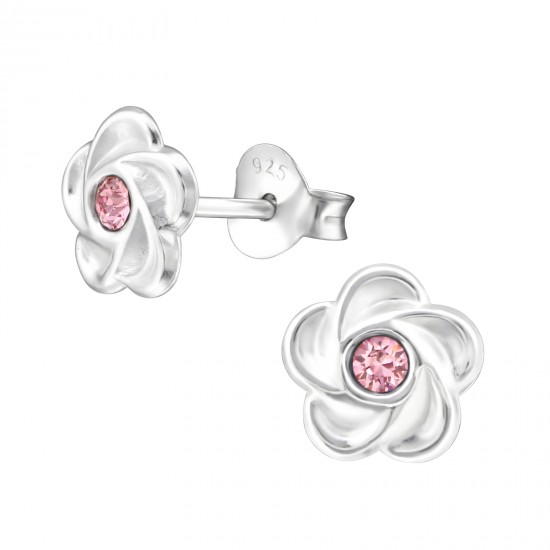 Cercei argint, Floare cu cristale Swarovski Light Rose, A4S32771-2 Cercei argint, Floare cu cristale Swarovski Light Rose, A4S32771-2