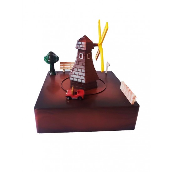 Cutie muzicala, cu cheita, Circuit in jurul Moarei de vant cu cheita, Maro, 15 cm, YL2023 Cutie muzicala, cu cheita, Circuit in jurul Moarei de vant cu cheita, Maro, 15 cm, YL2023