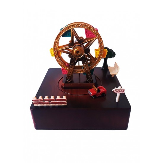 Cutie muzicala, cu cheita, Circuit in jurul roatei cu cheita, Maro, 15 cm, YL2024 Cutie muzicala, cu cheita, Circuit in jurul roatei cu cheita, Maro, 15 cm, YL2024