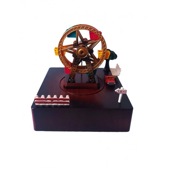 Cutie muzicala, cu cheita, Circuit in jurul roatei cu cheita, Maro, 15 cm, YL2024 Cutie muzicala, cu cheita, Circuit in jurul roatei cu cheita, Maro, 15 cm, YL2024