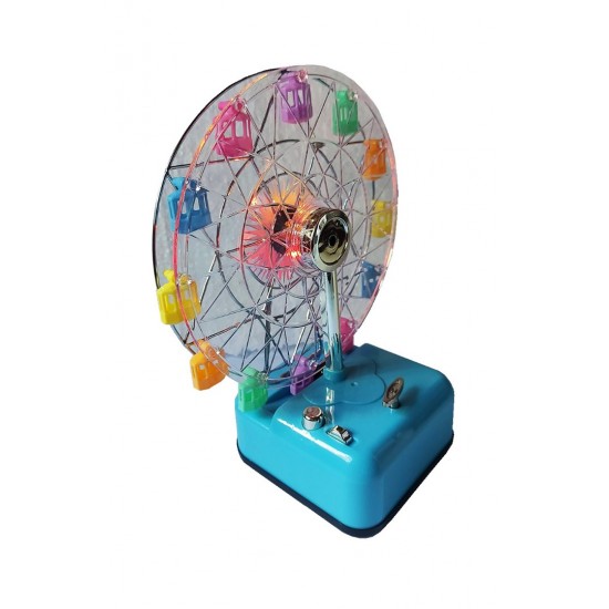 Cutie muzicala, cu cheita, Roata mare cu luminite si cheita, Albastru, 22 cm, MY6067 Cutie muzicala, cu cheita, Roata mare cu luminite si cheita, Albastru, 22 cm, MY6067