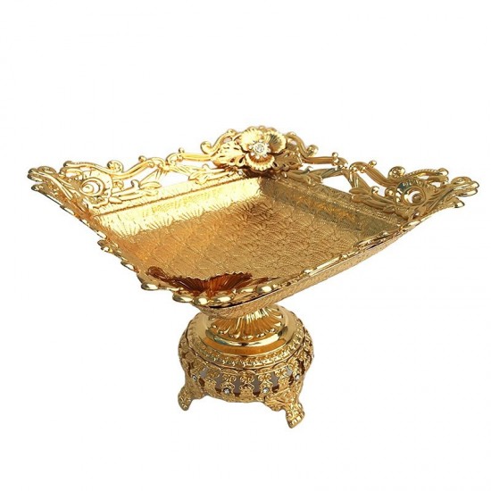 Fructiera din metal, Model floral cu cristale, Luxury, Gold, 23 cm, 167STH Fructiera din metal, Model floral cu cristale, Luxury, Gold, 23 cm, 167STH