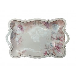 Fructiera platou cu flori, Roz, 42 cm, MK106 Fructiera platou cu flori, Roz, 42 cm, MK106