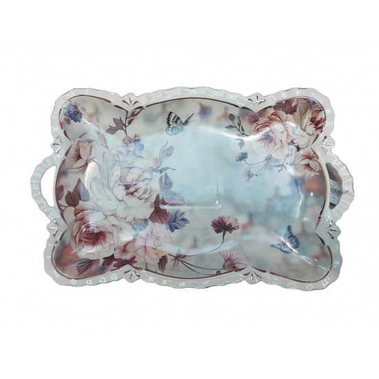 Fructiera platou cu flori, Roz, 42 cm, MK107 Fructiera platou cu flori, Roz, 42 cm, MK107