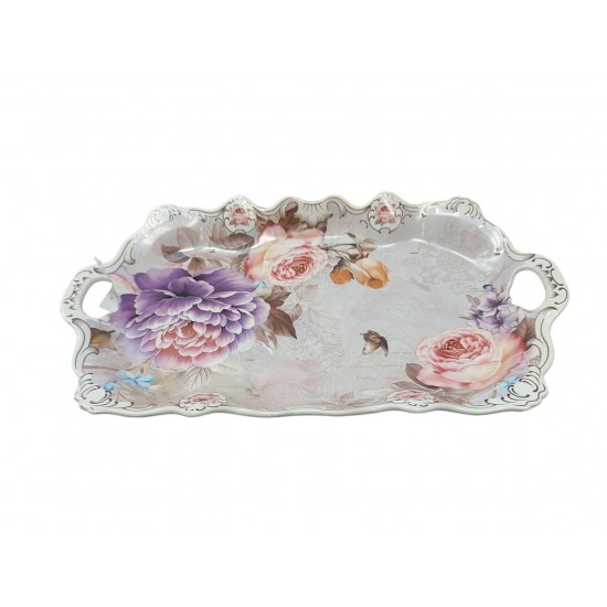 Fructiera platou cu flori, Roz, 42 cm, MK109 Fructiera platou cu flori, Roz, 42 cm, MK109