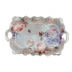 Fructiera platou cu flori, Roz, 42 cm, MK109 Fructiera platou cu flori, Roz, 42 cm, MK109