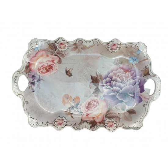 Fructiera platou cu flori, Roz, 42 cm, MK109 Fructiera platou cu flori, Roz, 42 cm, MK109