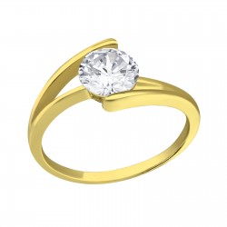 Inel argint placat cu aur 18K, Solitaire cu cristale Zirconiu, Marimea 57, A4S38315 Inel argint placat cu aur 18K, Solitaire cu cristale Zirconiu, Marimea 57, A4S38315