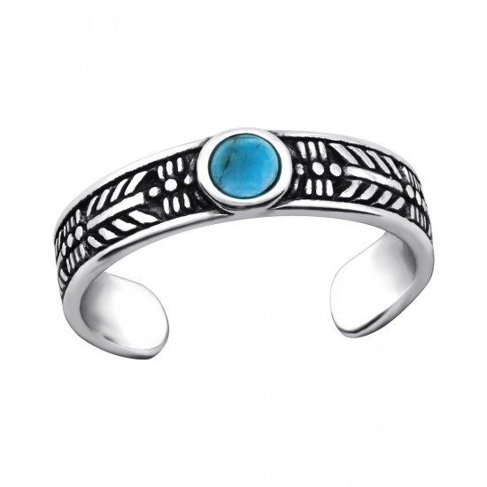 Inel de picior argint, Rotund, Blue Turquoise Reglabil, A4S27897 Inel de picior argint, Rotund, Blue Turquoise Reglabil, A4S27897
