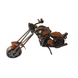 Motocicleta decorativa, Din metal, Maro, 16 cm, 356-9D