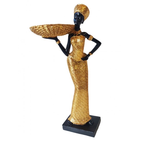 Ornament decorativ, Africana cu suport pentru bijuterii, Auriu, 32 cm, XC222306 Ornament decorativ, Africana cu suport pentru bijuterii, Auriu, 32 cm, XC222306