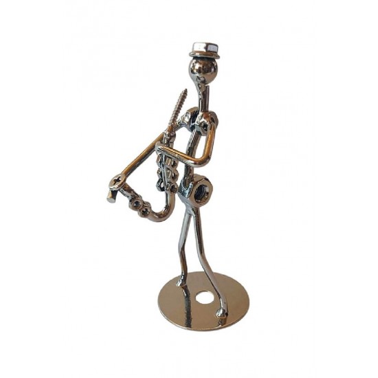 Ornament decorativ, Muzicant din metal, Nergu, 13 cm, 356XD-3 Ornament decorativ, Muzicant din metal, Nergu, 13 cm, 356XD-3