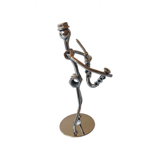 Ornament decorativ, Muzicant din metal, Nergu, 13 cm, 356XD-3 Ornament decorativ, Muzicant din metal, Nergu, 13 cm, 356XD-3